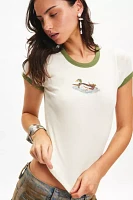 BDG Too Perfect Duck Graphic Ringer Baby Tee