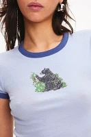 BDG Too Perfect Bear Graphic Ringer Baby Tee