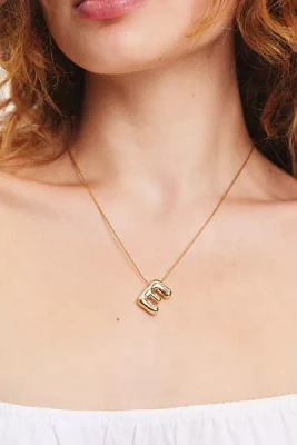 14k Gold Plated Bubble Initial Charm Necklace