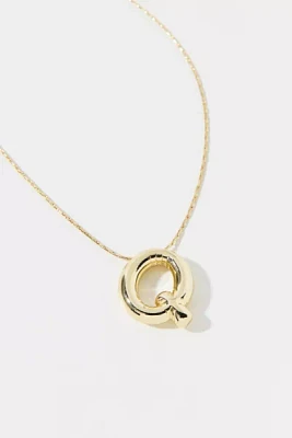 14k Gold Plated Bubble Initial Charm Necklace