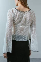 Kimchi Blue Lovisa Lace Plisse Flyaway Blouse