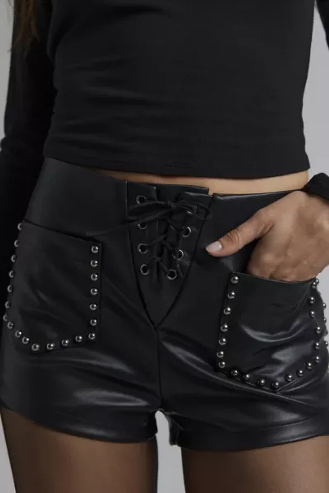 Ecote Billie Faux Leather Studded Micro Short