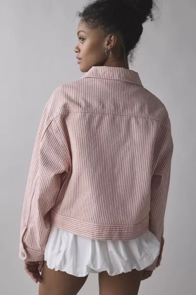 BDG Yuri Striped Canvas Bomber Jacket