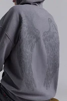 Silence + Noise Wings Graphic Oversized Zip-Up Hoodie Sweatshirt