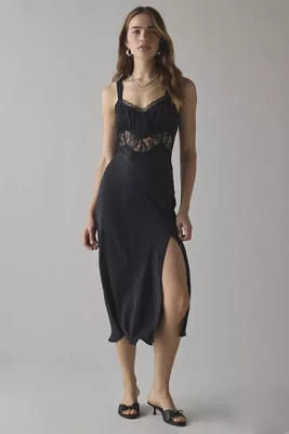 Kimchi Blue Liz Lace Trim Satin Slip Midi Dress