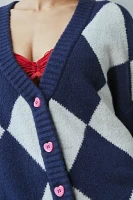 Neon Rose Harlequin Boyfriend Cardigan