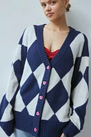 Neon Rose Harlequin Boyfriend Cardigan