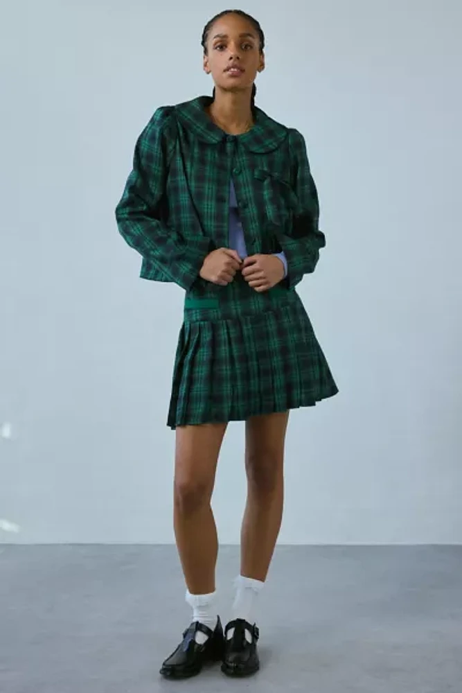 Neon Rose Macy Plaid Tartan Cropped Jacket