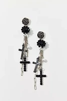 Rosette Cross Drop Earring