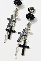 Rosette Cross Drop Earring