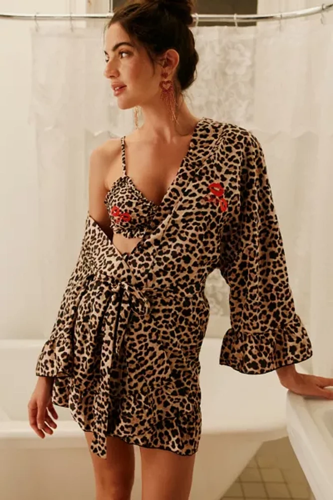 Out From Under X Wild Lovers Rose Ruffle Satin Robe