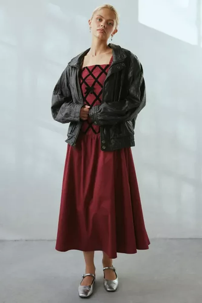 Neon Rose Isobella Velvet Bow Detail Drop Waist Midi Dress