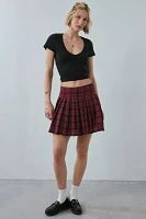 Neon Rose Avery Plaid Pleated Mini Skirt