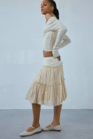 Motel Anahita Tiered Chiffon Midi Skirt