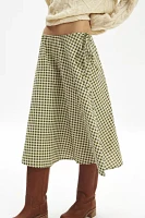 Motel Takara Plaid Printed Cotton Midi Skirt