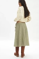 Motel Takara Plaid Printed Cotton Midi Skirt