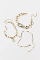 Rhinestone Layered Chain Bracelet Set