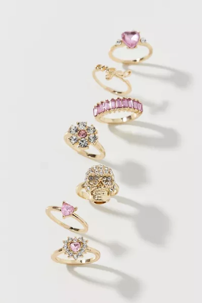 Pink Gem Ring Set