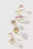 Pink Gem Ring Set