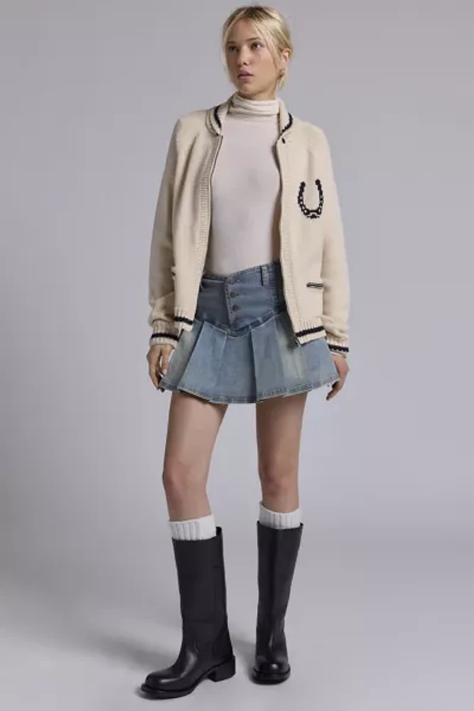 BDG Scottie Graphic Knit Zip-Up Cardigan