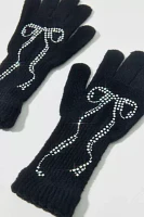 Rhinestone Bow Knit Glove