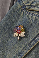 Gem Flower Bunch Brooch