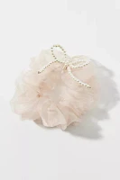 Pearl Bow Mini Chiffon Scrunchie