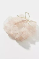 Pearl Bow Mini Chiffon Scrunchie