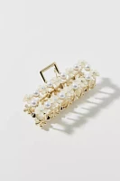 Rectangle Pearl Floral Claw Clip