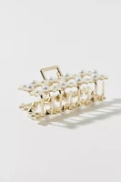 Rectangle Pearl Floral Claw Clip