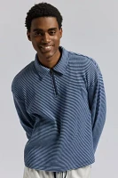 BDG Colton Stripe Thermal Long Sleeve Polo Tee