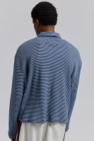 BDG Colton Stripe Thermal Long Sleeve Polo Tee