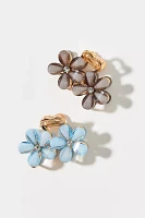 Floral Rhinestone Mini Claw Clip Set