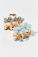 Floral Rhinestone Mini Claw Clip Set