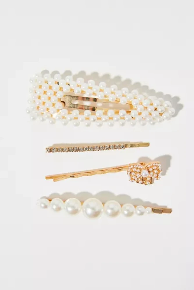 Rhinestone & Pearl Hair Clip Set