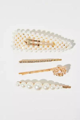 Rhinestone & Pearl Hair Clip Set