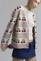 Kimchi Blue Cherry Print Knit Cardigan