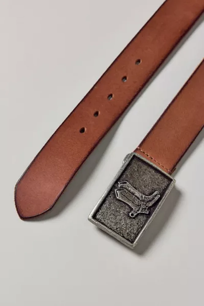 Metal Boot Buckle Leather Belt
