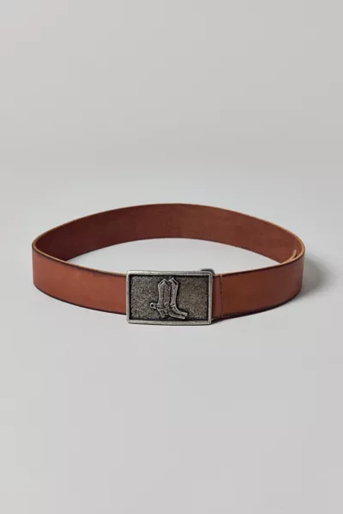 Metal Boot Buckle Leather Belt