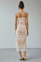 AFRM Nissa Lace Trim Mesh Midi Dress