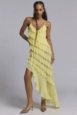 AFRM Vienna Asymmetric Ruffle Maxi Dress