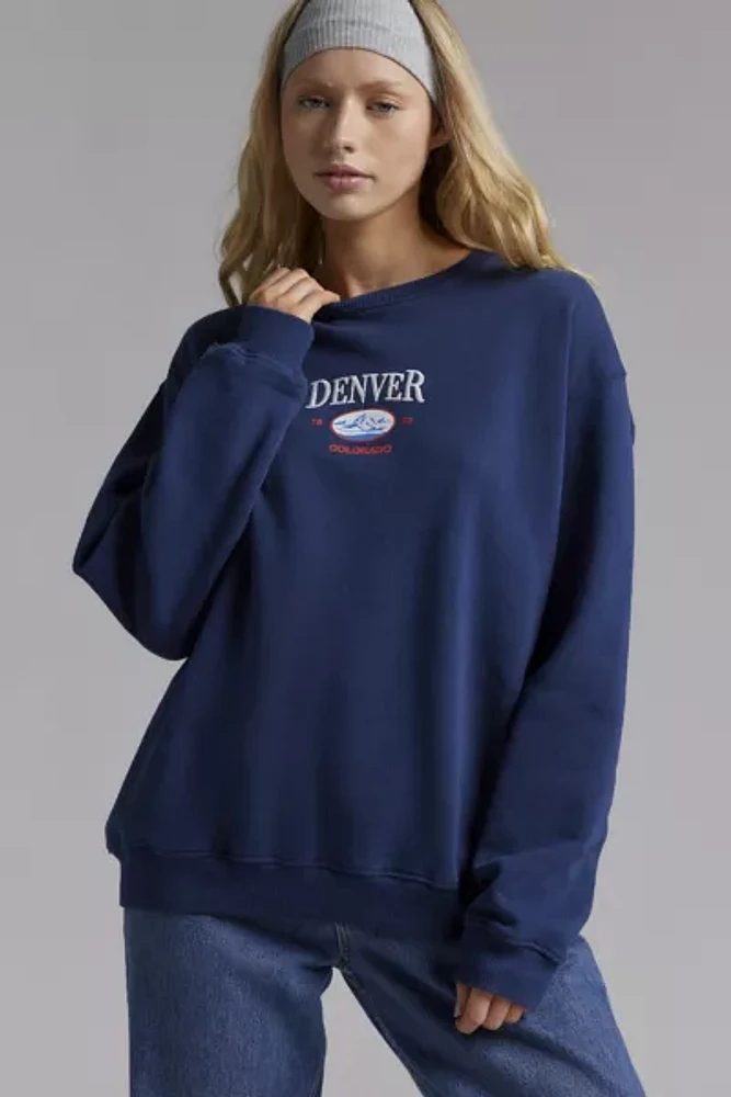 Denver Embroidered Graphic Crew Neck Pullover