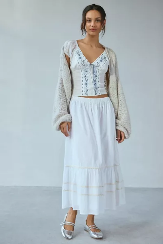 Kimchi Blue Nova Embroidered Smocked Crop Top