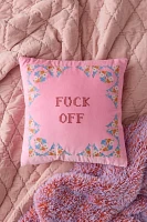 F Off Embroidered Throw Pillow