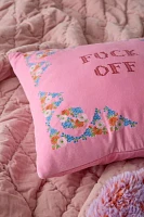 F Off Embroidered Throw Pillow