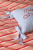 Mon Cherie Textural Striped Embroidered Throw Pillow