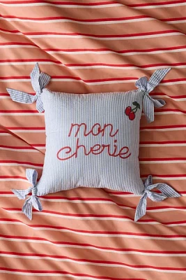 Mon Cherie Textural Striped Embroidered Throw Pillow