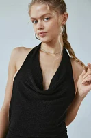 UO Pina Shimmer Cowl Neck Halter Mini Dress