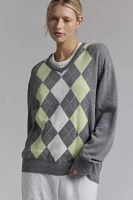 BDG Tashi Argyle Oversized V-Neck Sweater