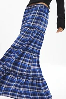 Urban Renewal Remnants Plaid Tiered Maxi Skirt